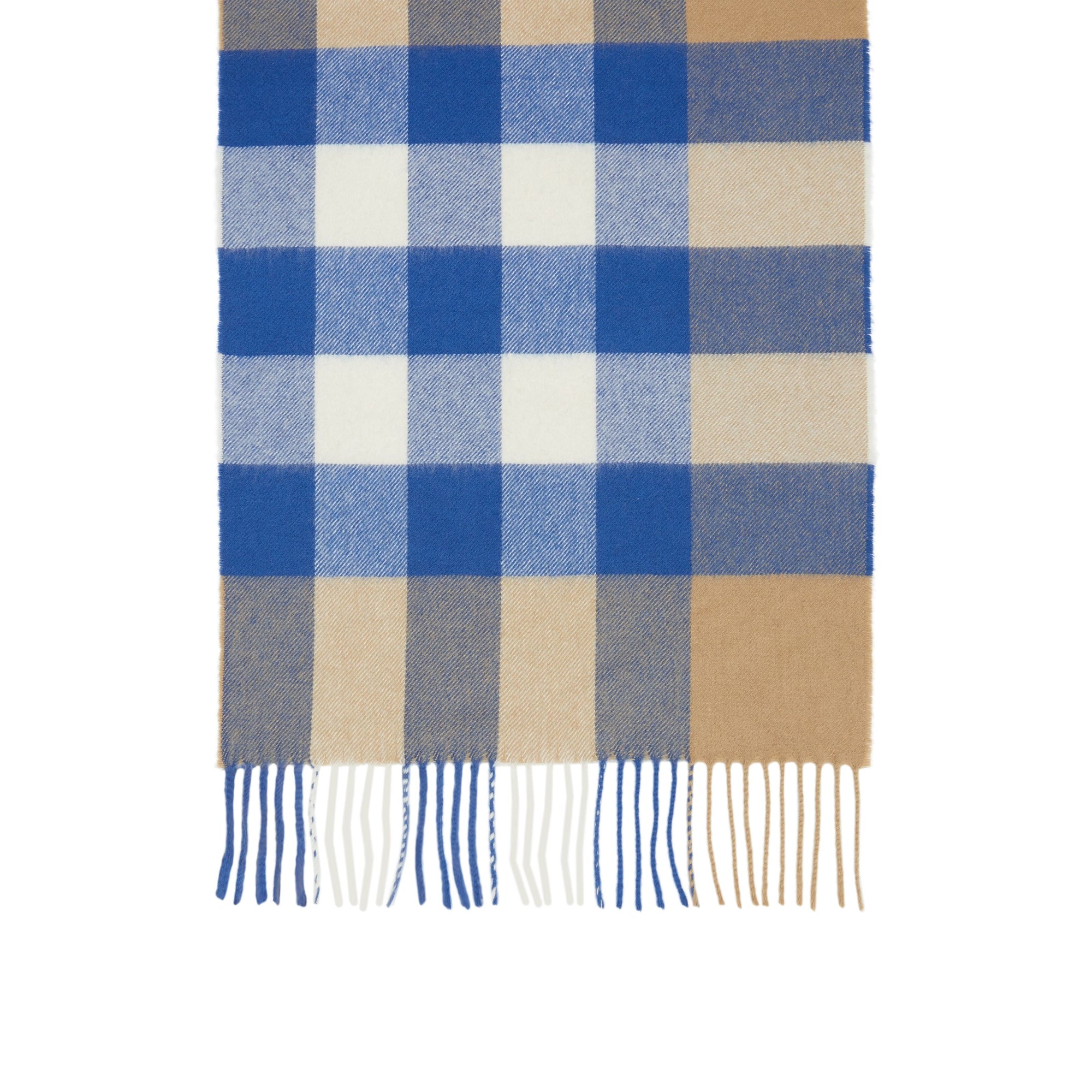 Écharpe en cachemire Check - Arc Beige & Inky Blue