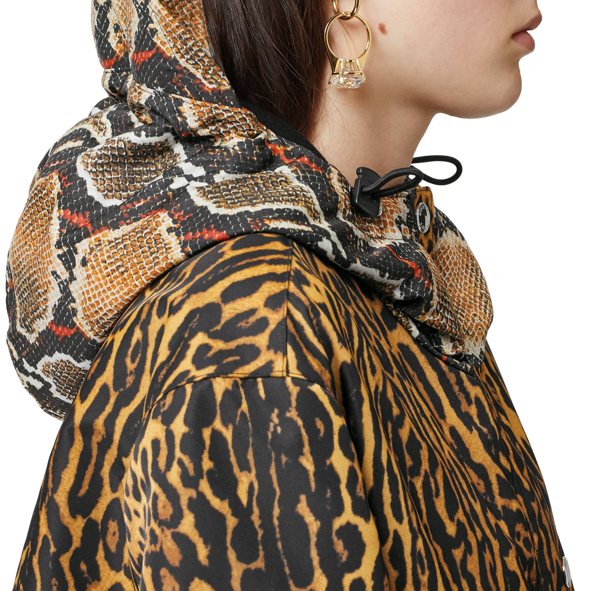 Parka en sergé de nylon à imprimé animalier - Honey