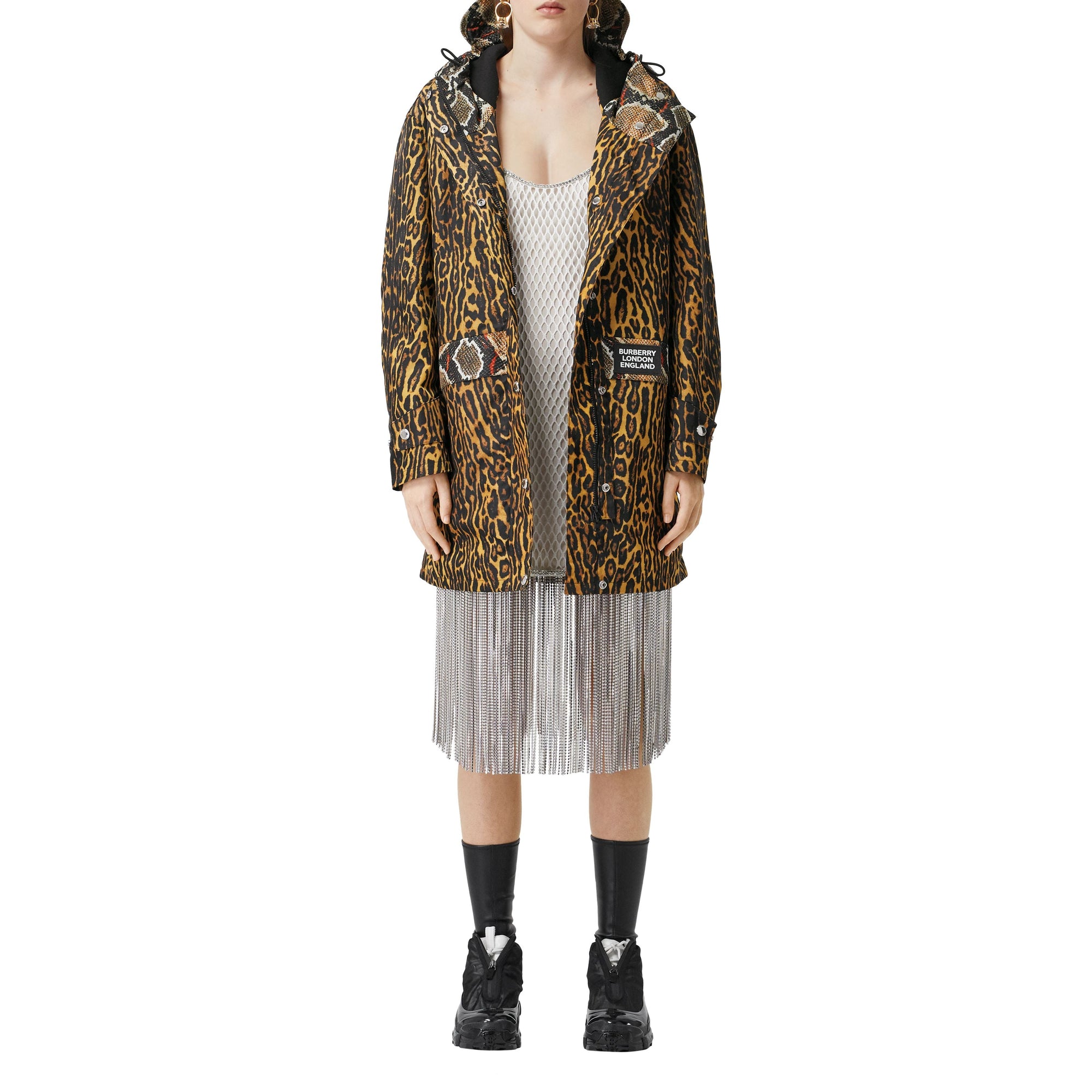 Parka en sergé de nylon à imprimé animalier - Honey