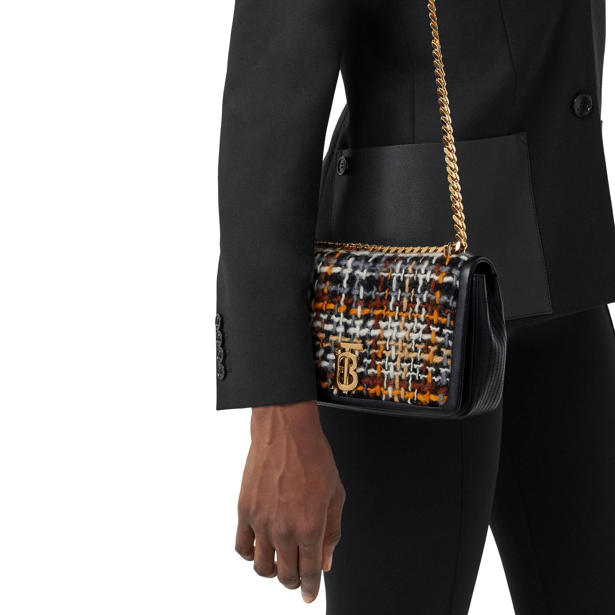 Petit sac Lola en tweed et cuir d'agneau - Black