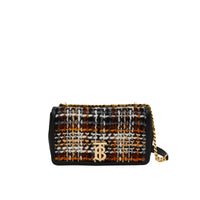 Petit sac Lola en tweed et cuir d'agneau - Black
