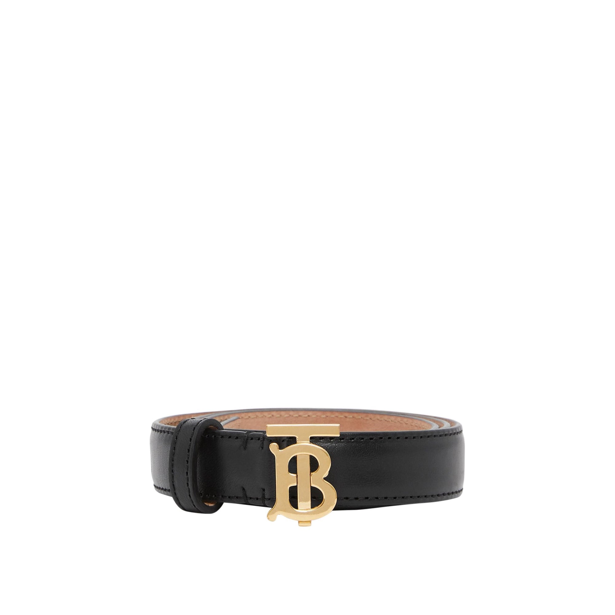Ceinture en cuir Monogram fine - Black & Light Gold