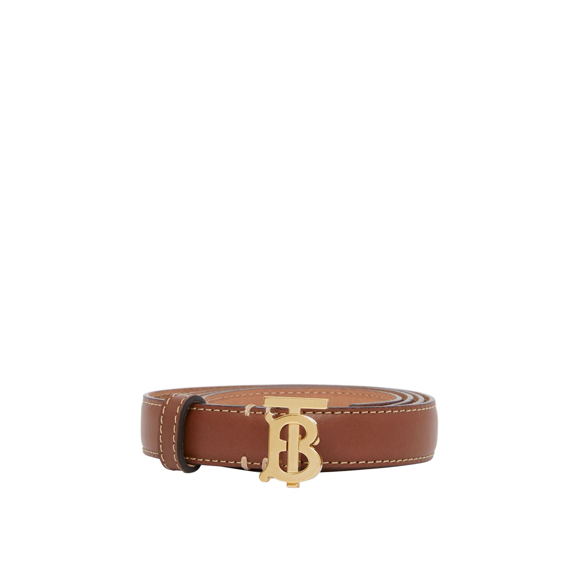 Ceinture en cuir surpiqué Monogram - Tan & Light Gold