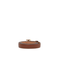 Ceinture à boucle TB en cuir - Tan & Light Gold