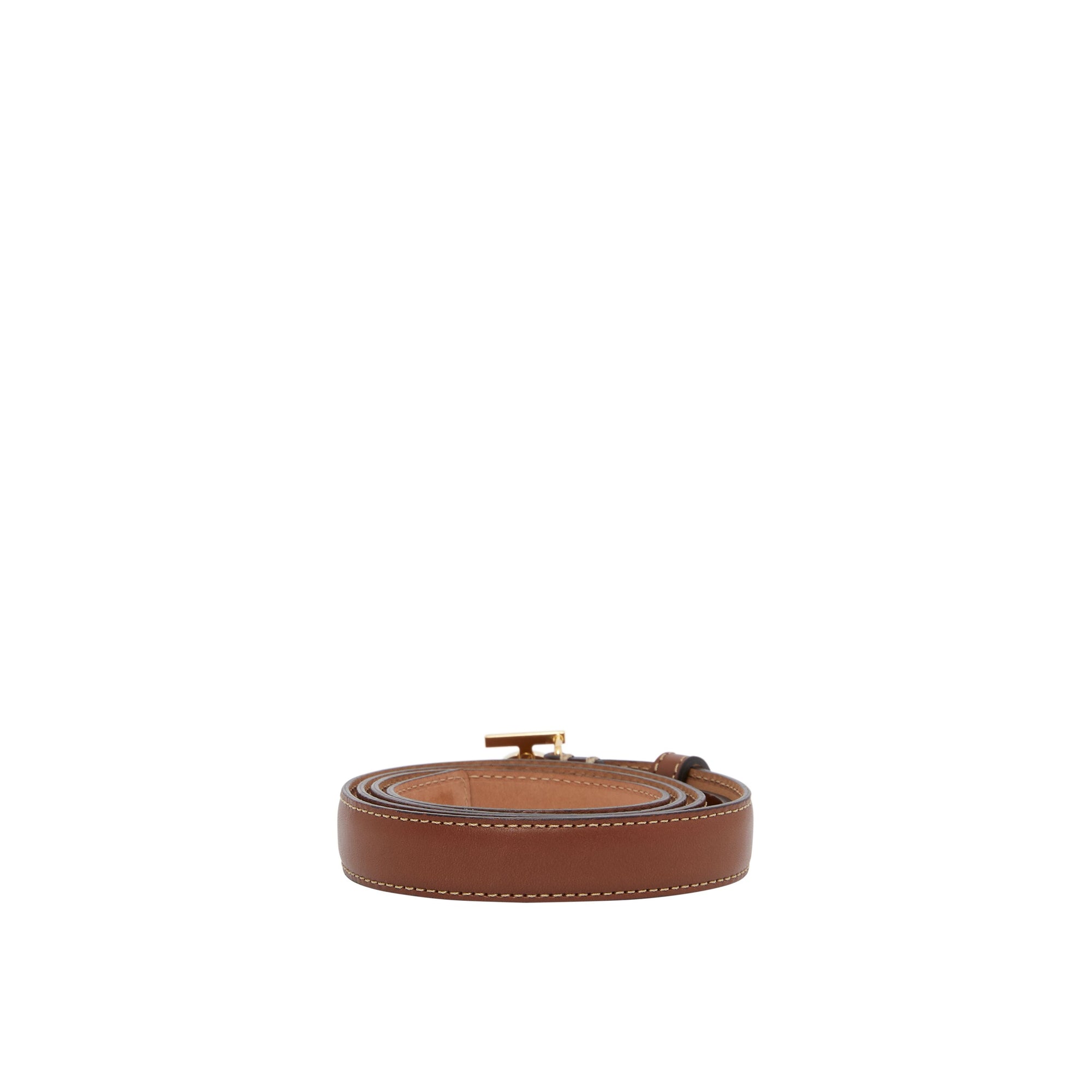 Ceinture à boucle TB en cuir - Tan & Light Gold