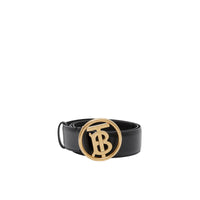 Ceinture en cuir à motif monogramme - Black & Antique Dark Beige