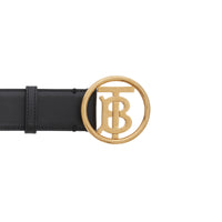 Ceinture en cuir à motif monogramme - Black & Antique Dark Beige