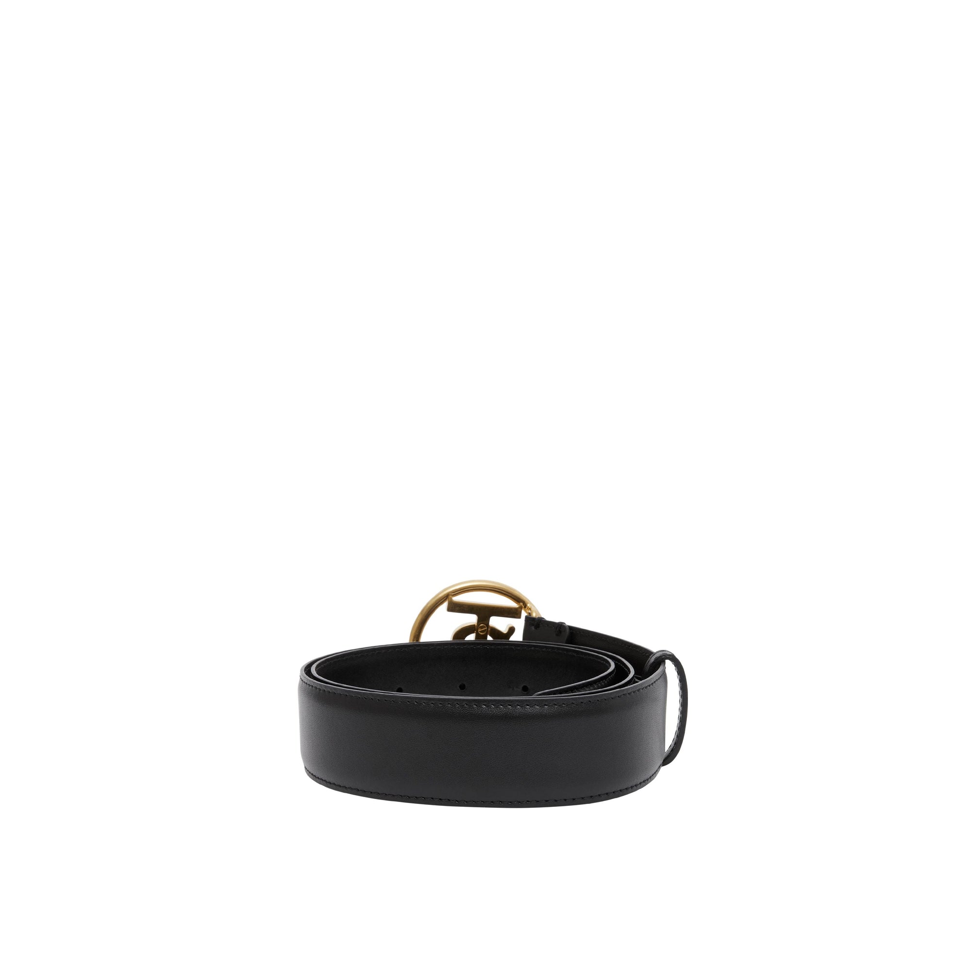 Ceinture en cuir à motif monogramme - Black & Antique Dark Beige