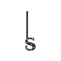 Bijou alphabet «s» en cuir clouté - Black & Light Gold