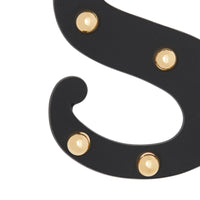 Bijou alphabet «s» en cuir clouté - Black & Light Gold