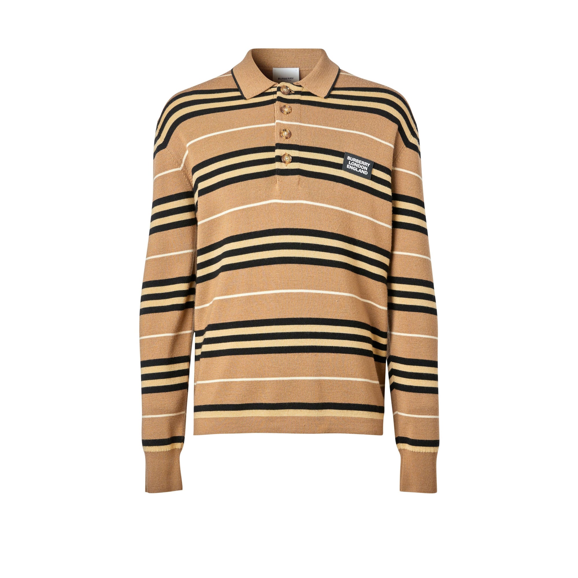 Polo à manches longues en laine mérinos - Warm Walnut