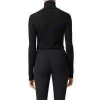 Pull à col roulé en cachemire et soie à logo brodé - Black