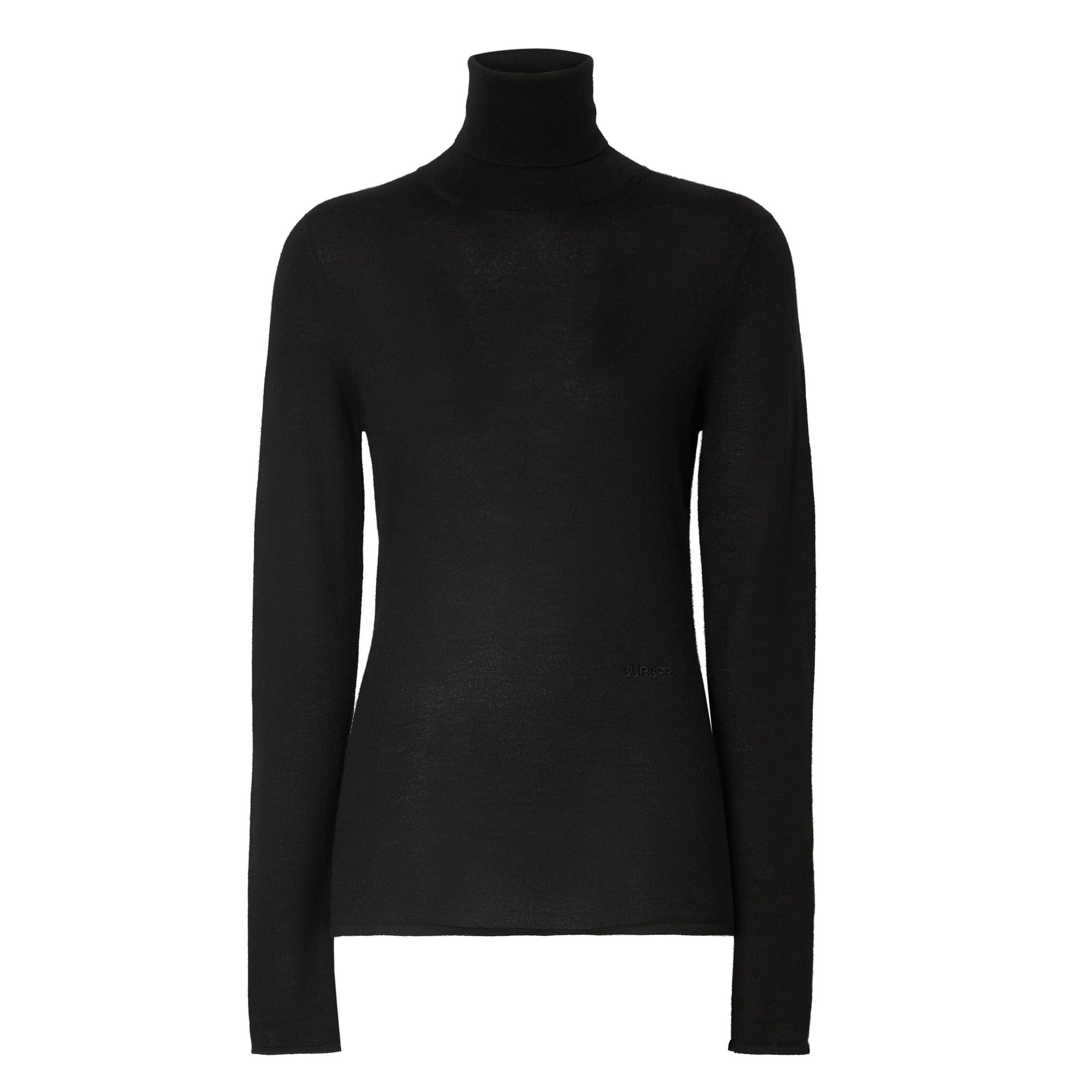 Pull à col roulé en cachemire et soie à logo brodé - Black