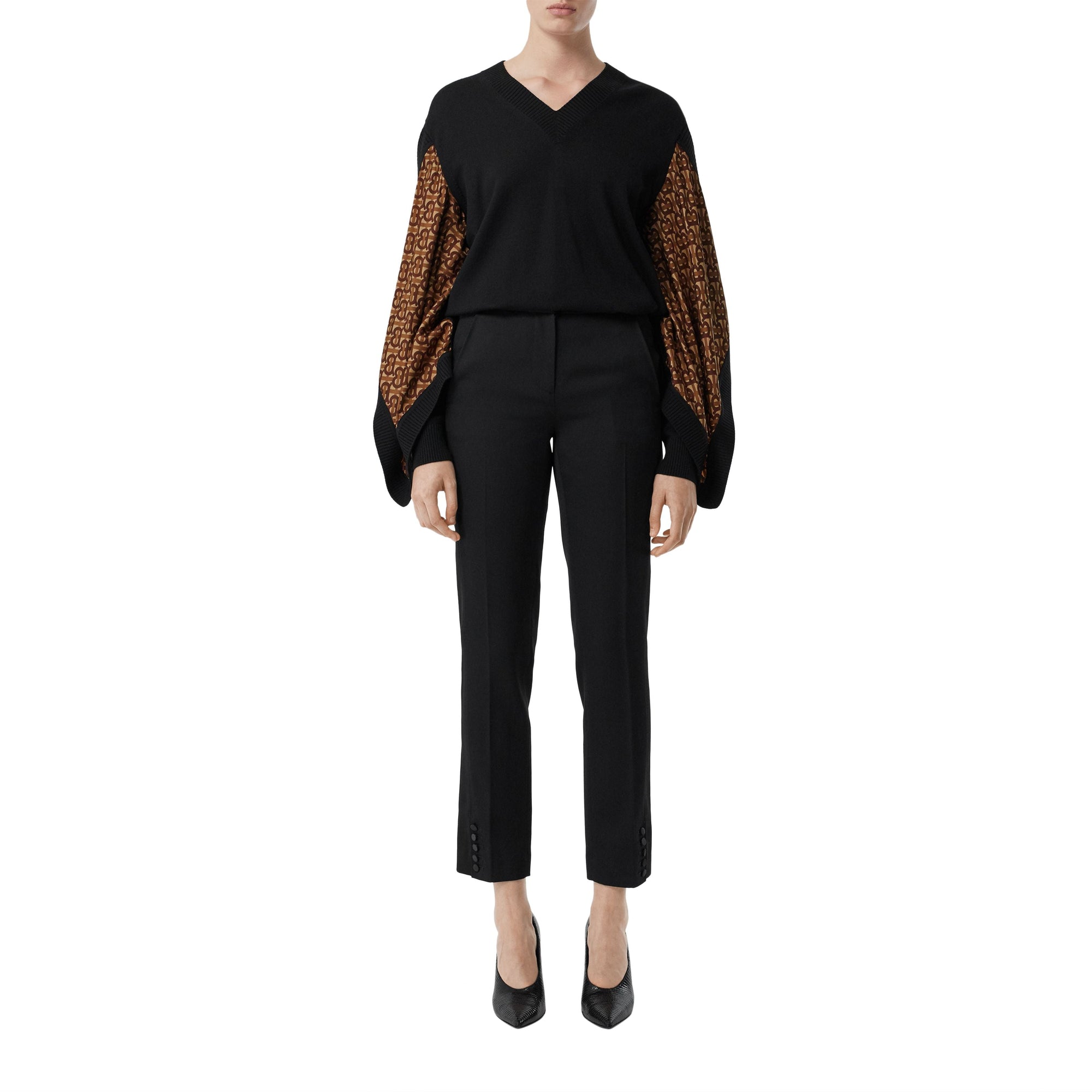 Pull en laine mérinos à panneaux - Black