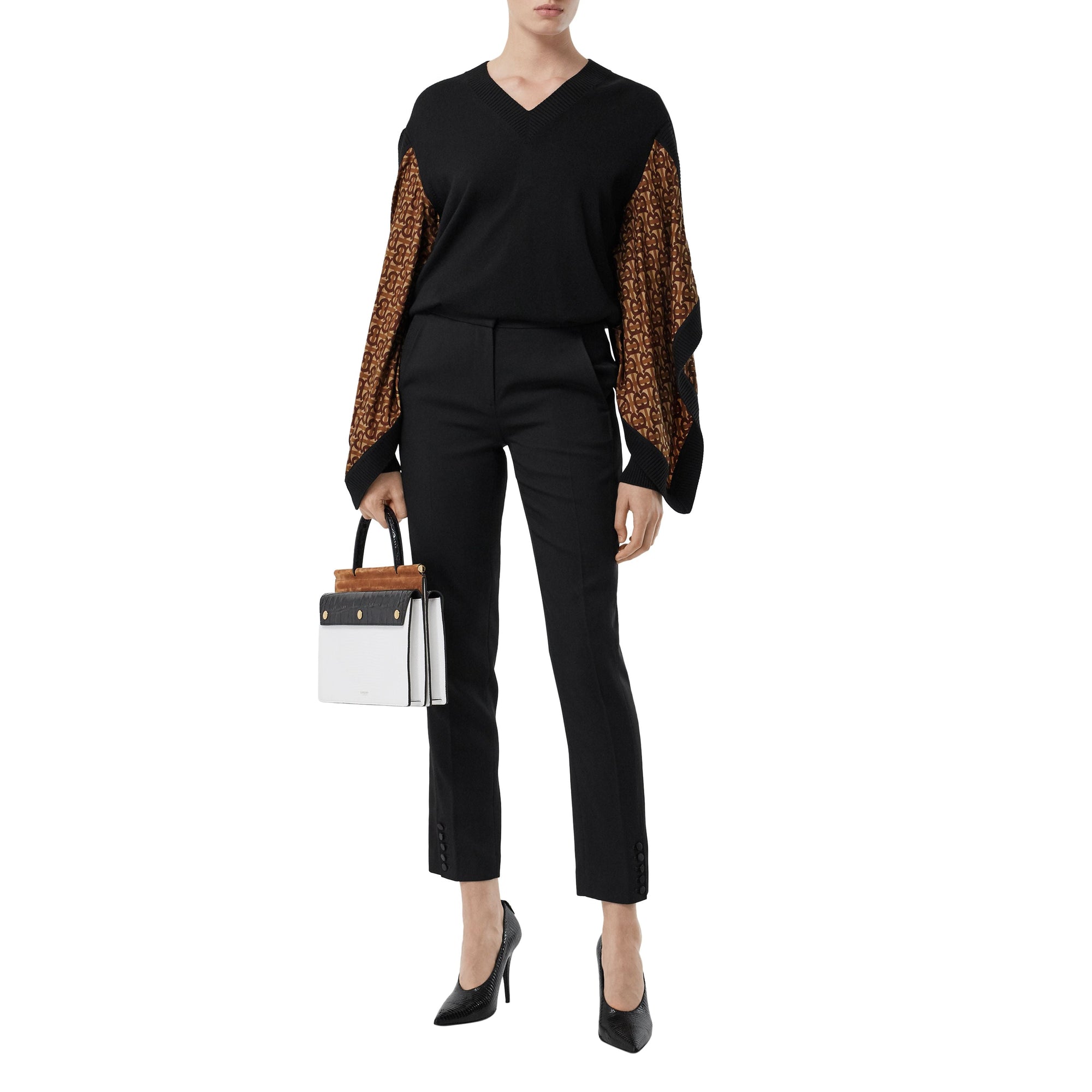 Pull en laine mérinos à panneaux - Black