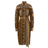 Robe chemise ceinturée à manches cape en soie - Dark Mustard