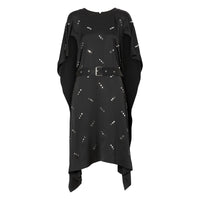 Robe en satin de soie à manches - Black