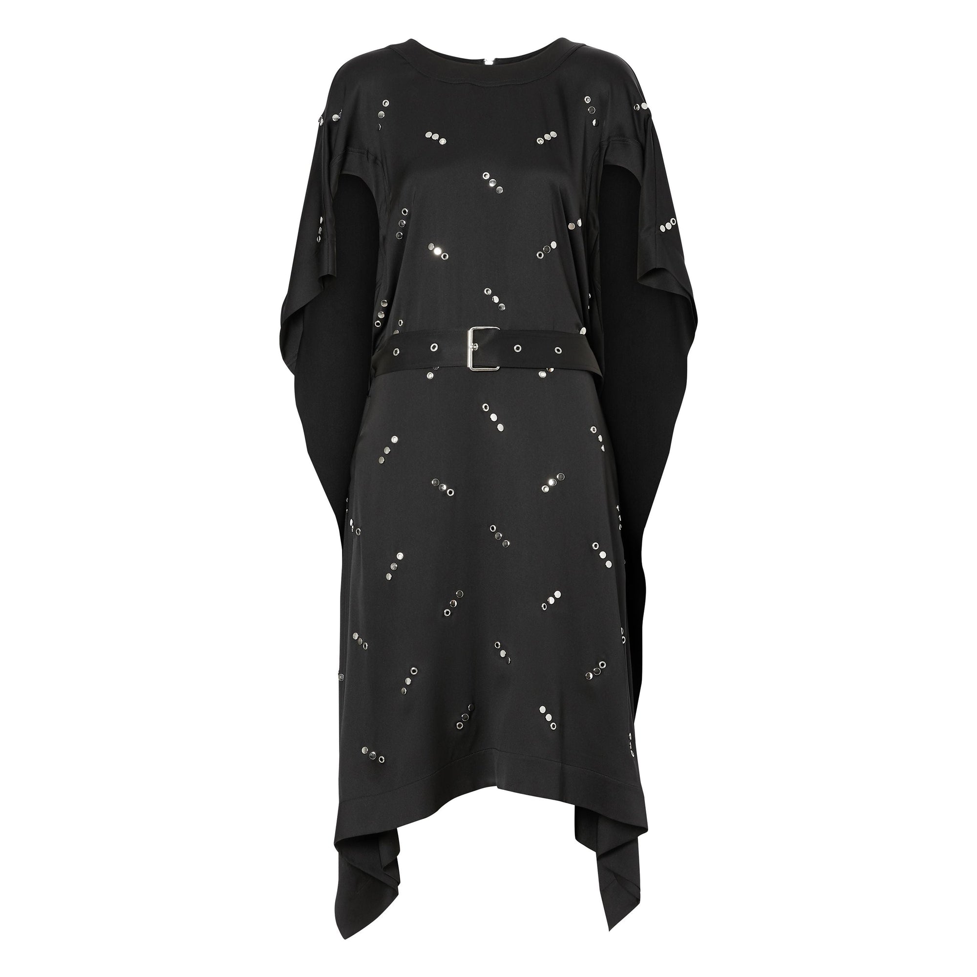 Robe en satin de soie à manches - Black