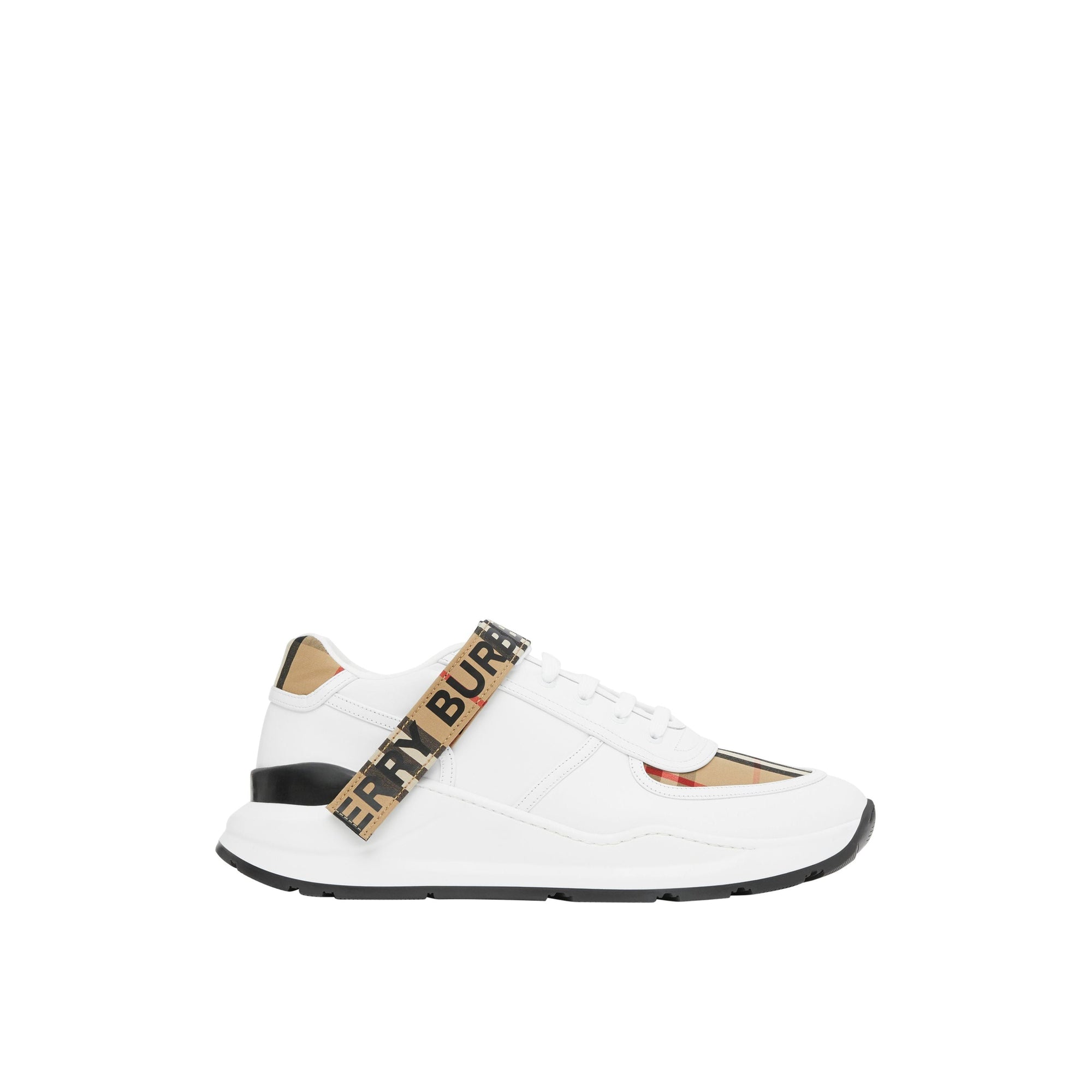 Sneakers en cuir et motif Vintage check à logo - Archive Beige & White