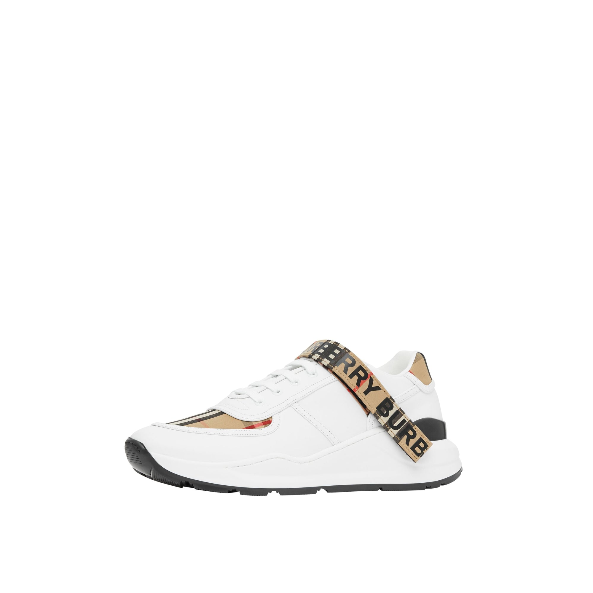 Sneakers en cuir et motif Vintage check à logo - Archive Beige & White