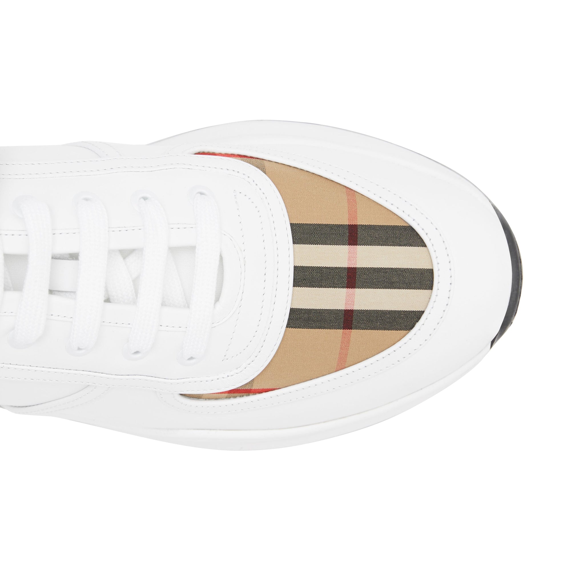 Sneakers en cuir et motif Vintage check à logo - Archive Beige & White