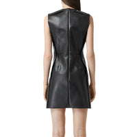 Mini-robe en similicuir avec ornements - Black