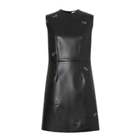 Mini-robe en similicuir avec ornements - Black