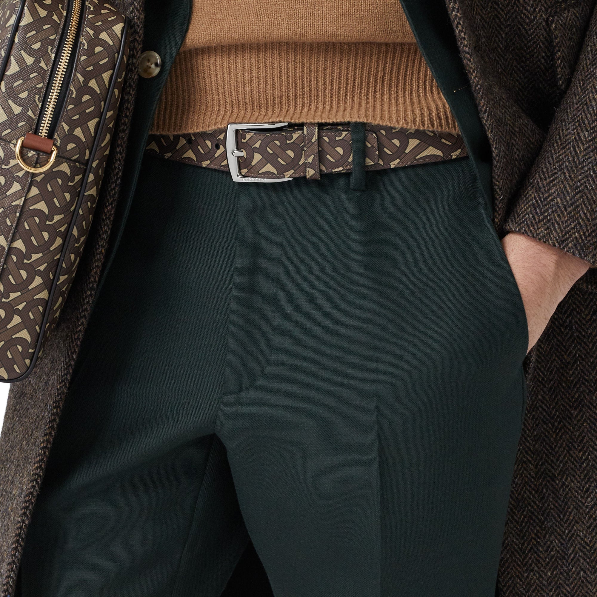 Ceinture classique en toile écologique Monogram - Bridle Brown