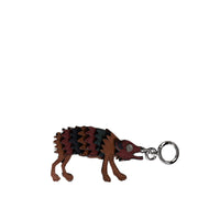 Porte-clés en cuir à motif Bestiaire - Antique Red