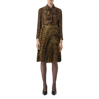 Chemisier à col lavallière en soie - Dark Mustard