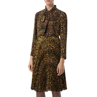 Chemisier à col lavallière en soie - Dark Mustard