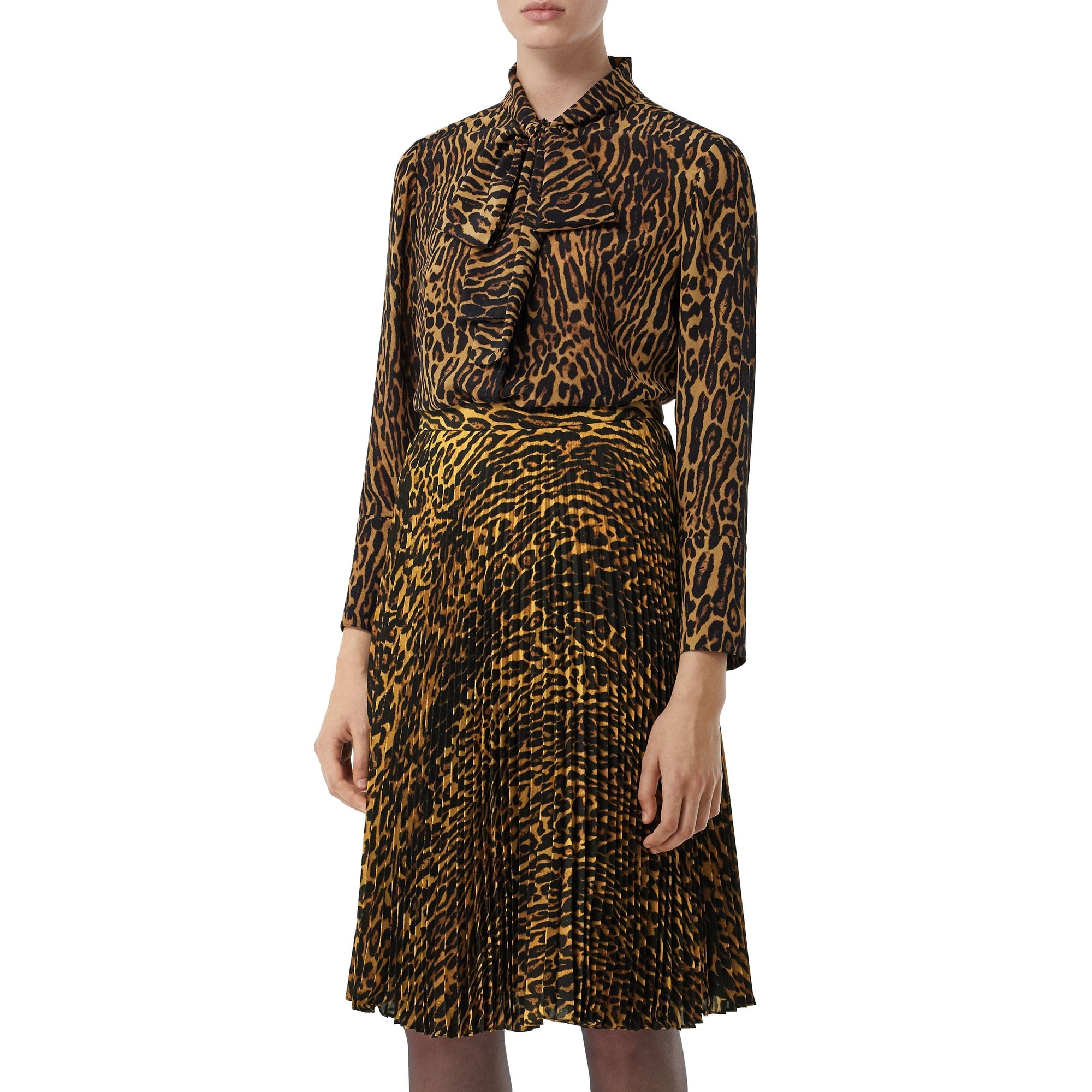 Chemisier à col lavallière en soie - Dark Mustard