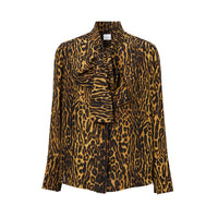 Chemisier à col lavallière en soie - Dark Mustard