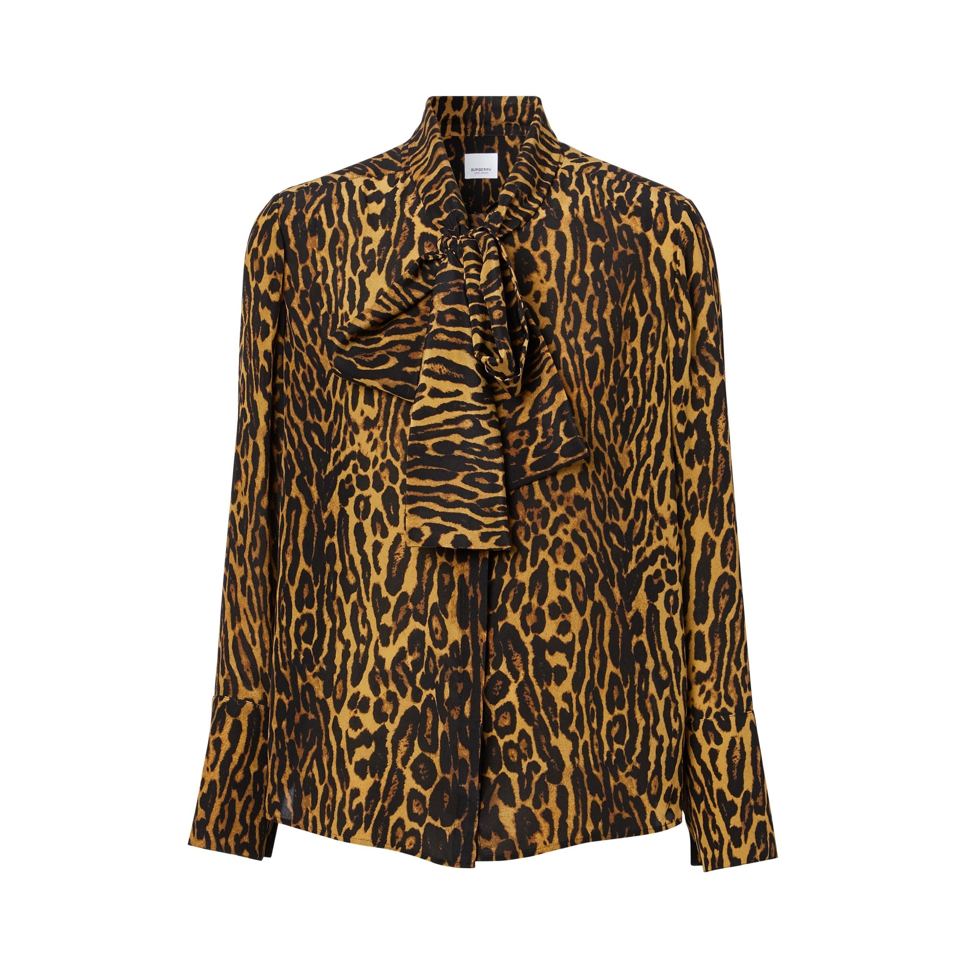 Chemisier à col lavallière en soie - Dark Mustard