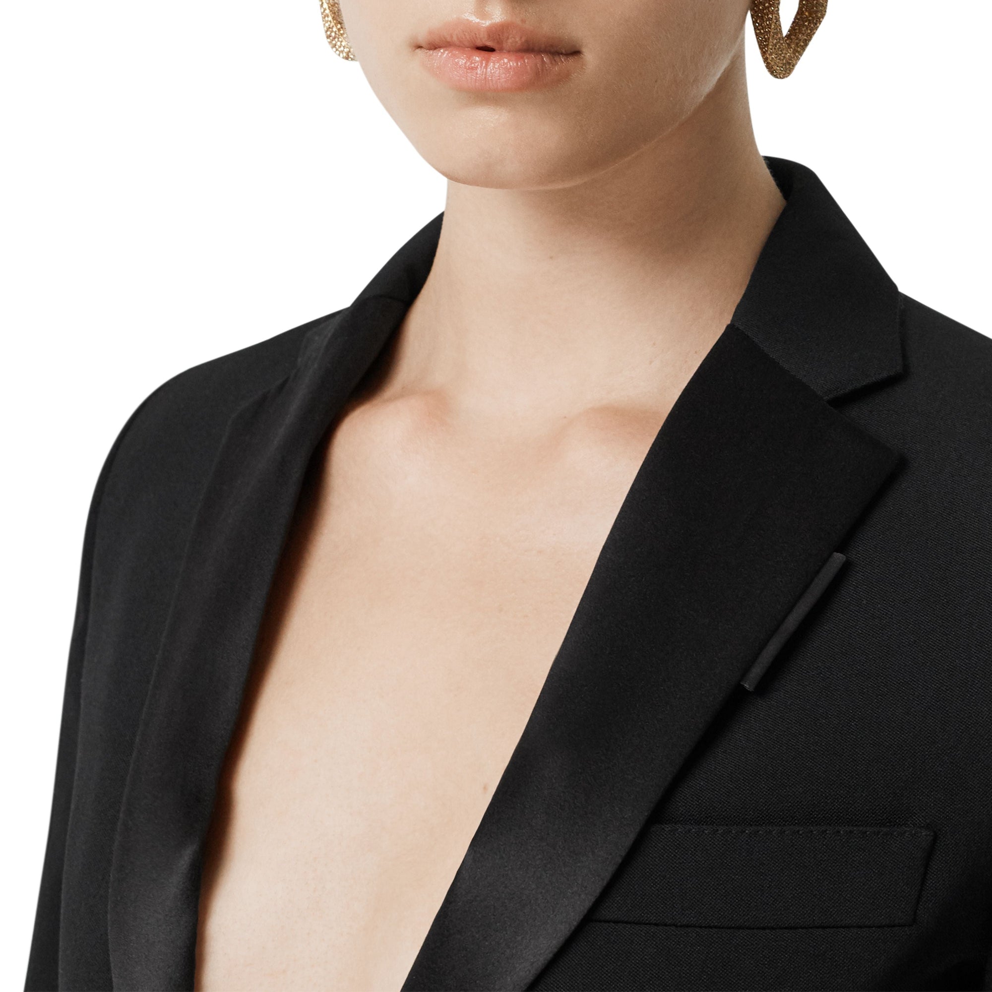 Veste tailleur en laine avec soie - Black