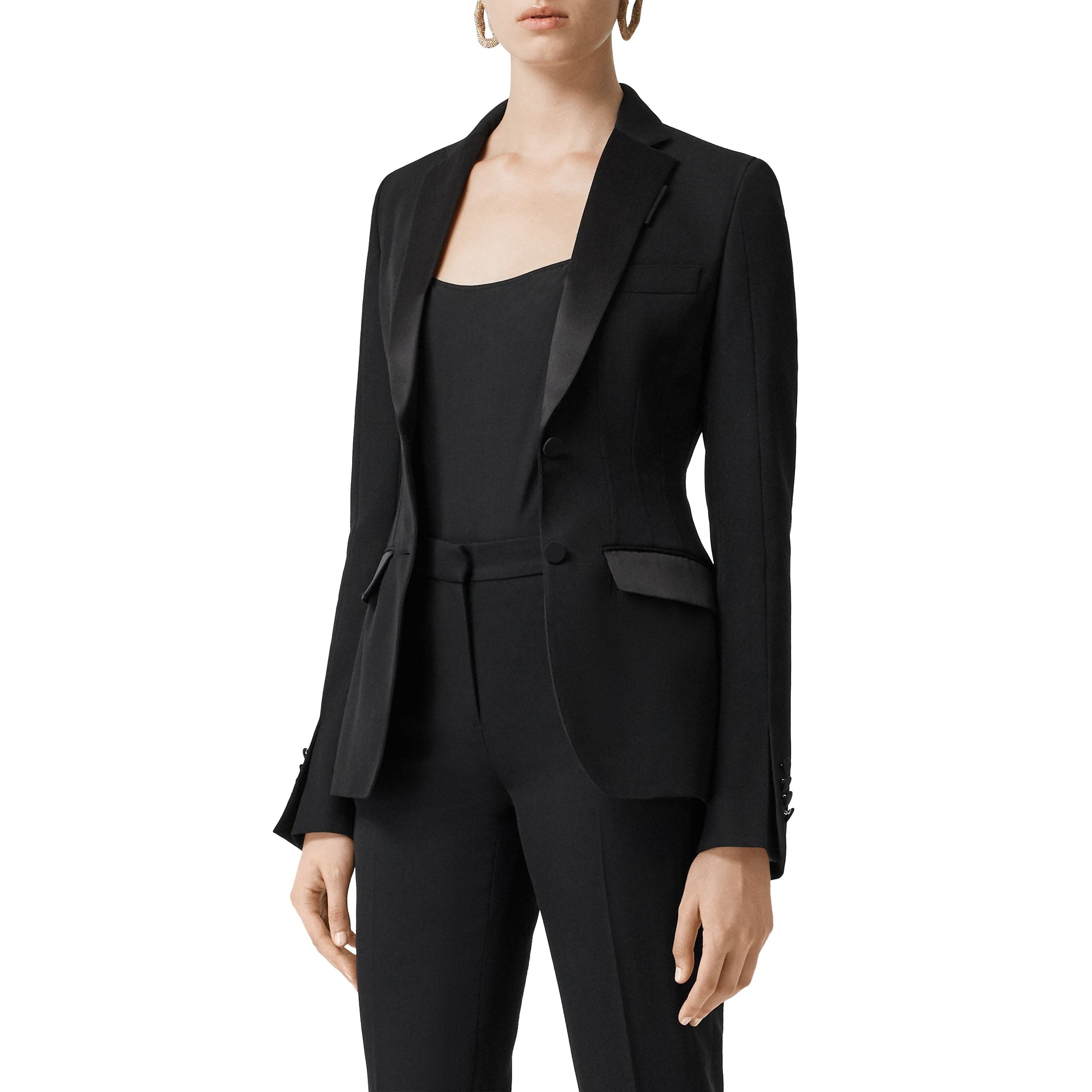 Veste tailleur en laine avec soie - Black