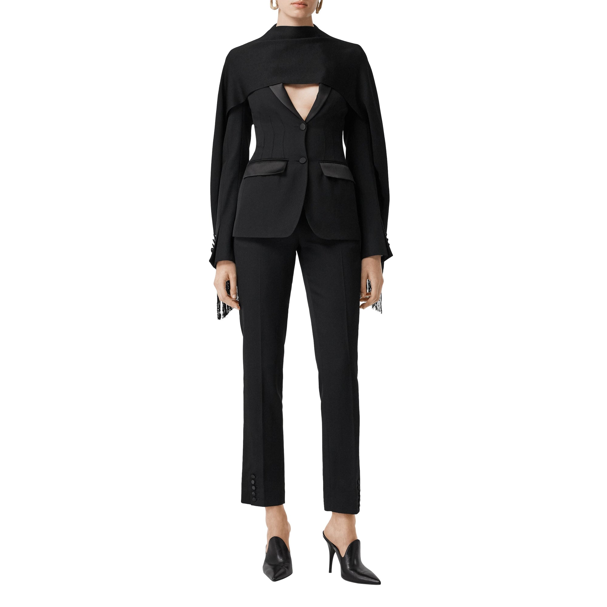 Veste tailleur en laine avec soie - Black