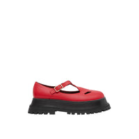 Talons salomés à semelles crantées en cuir - Red