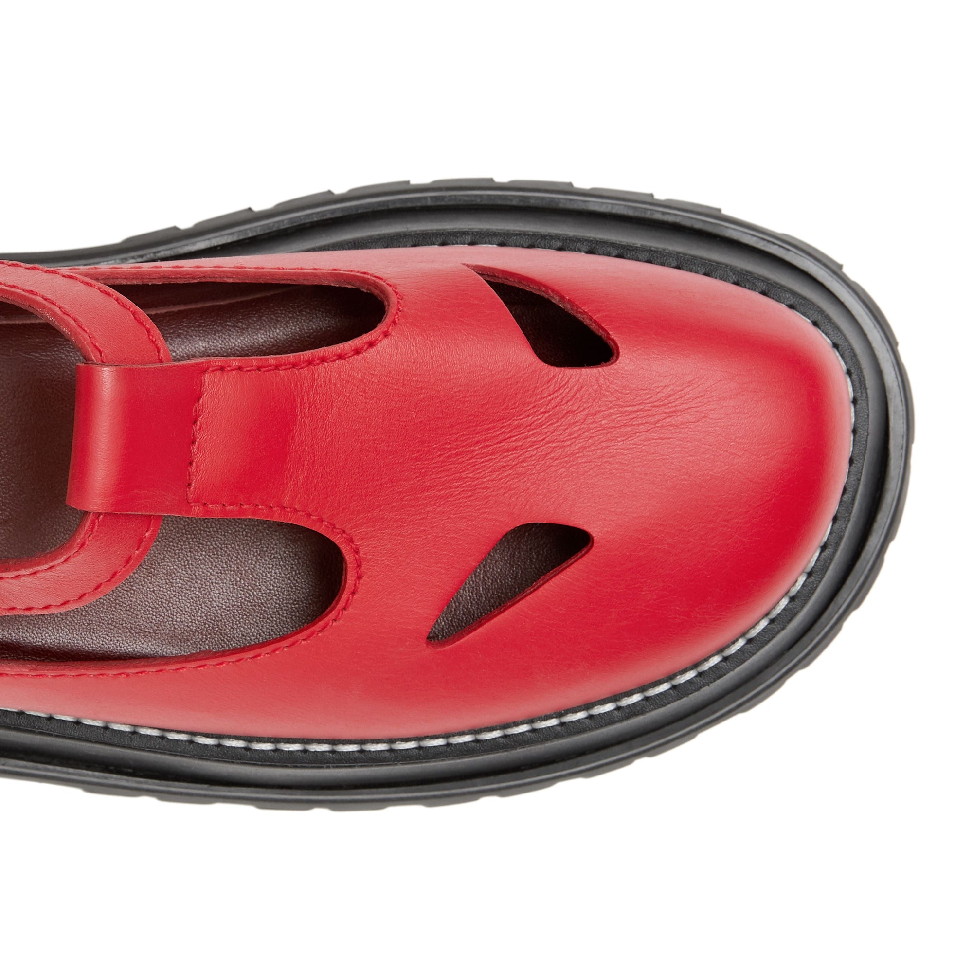 Talons salomés à semelles crantées en cuir - Red