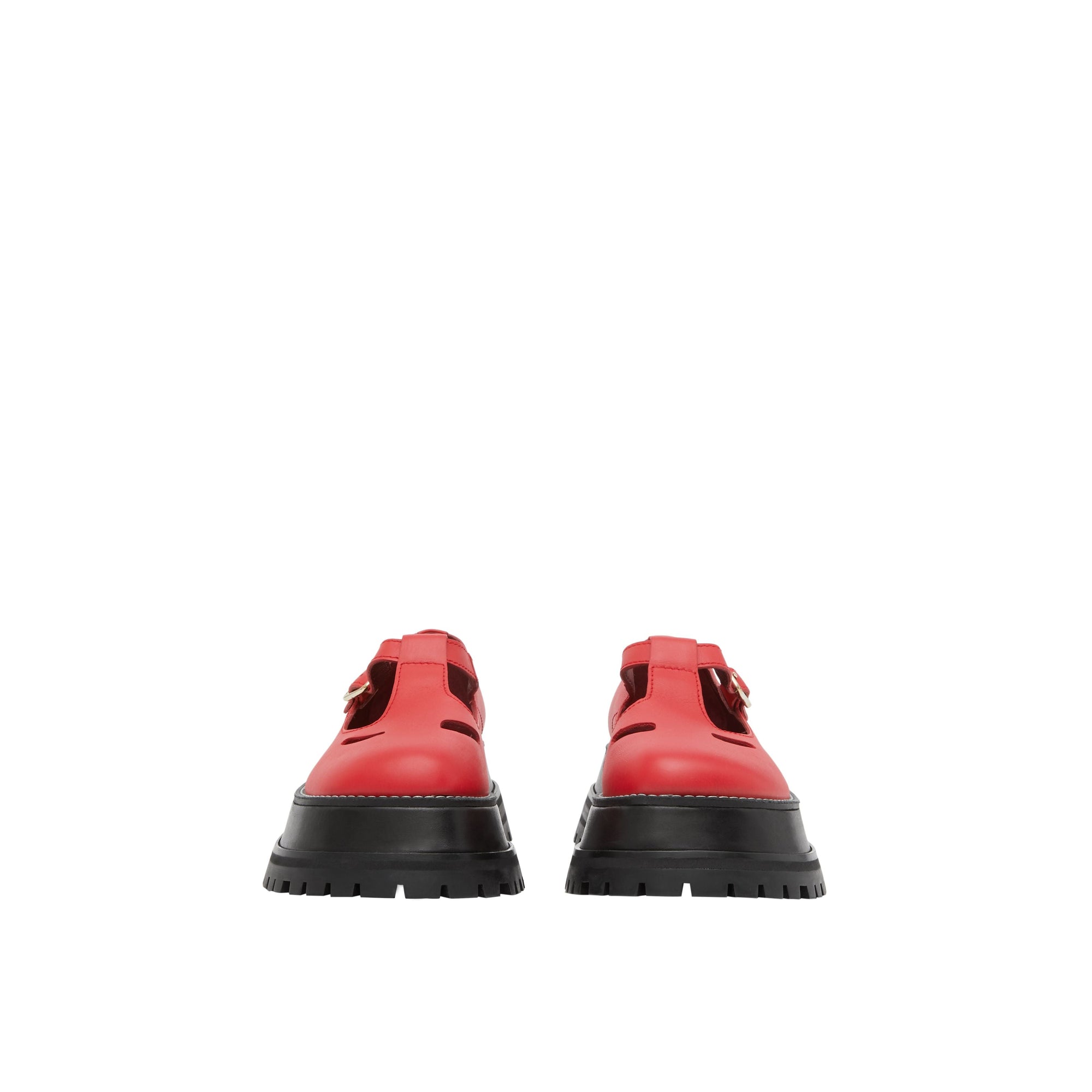 Talons salomés à semelles crantées en cuir - Red