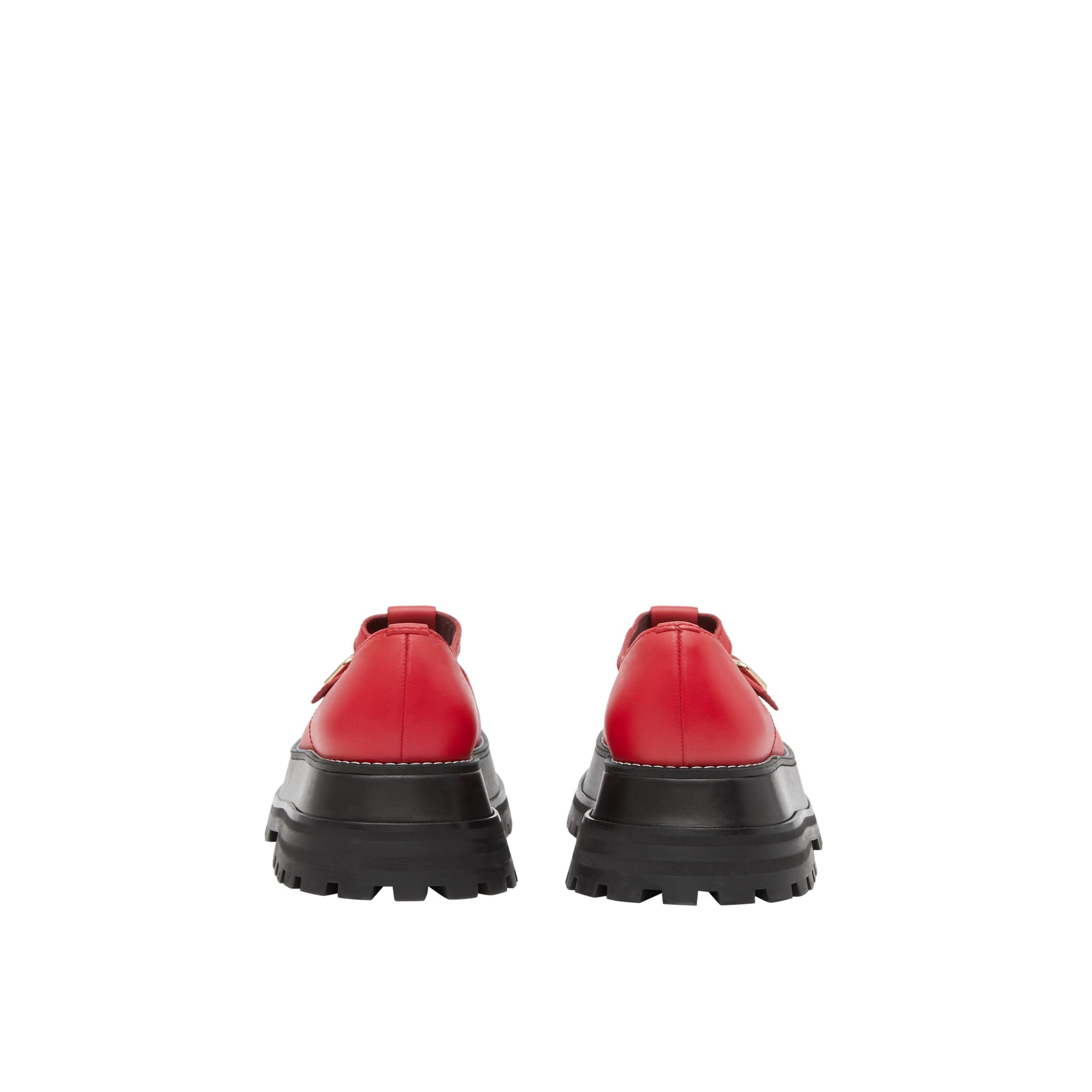 Talons salomés à semelles crantées en cuir - Red