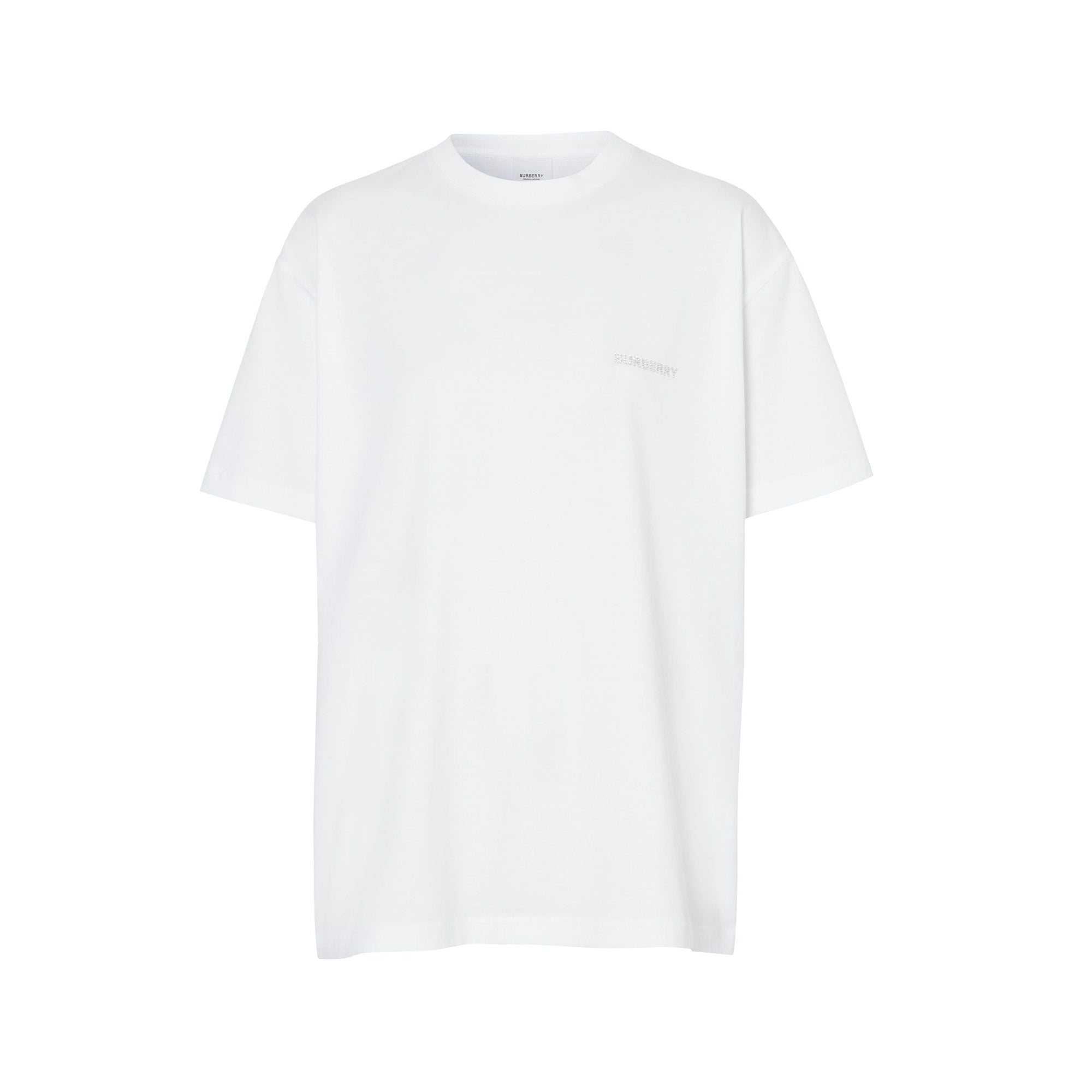 T-shirt oversize monogramme à cristaux - White