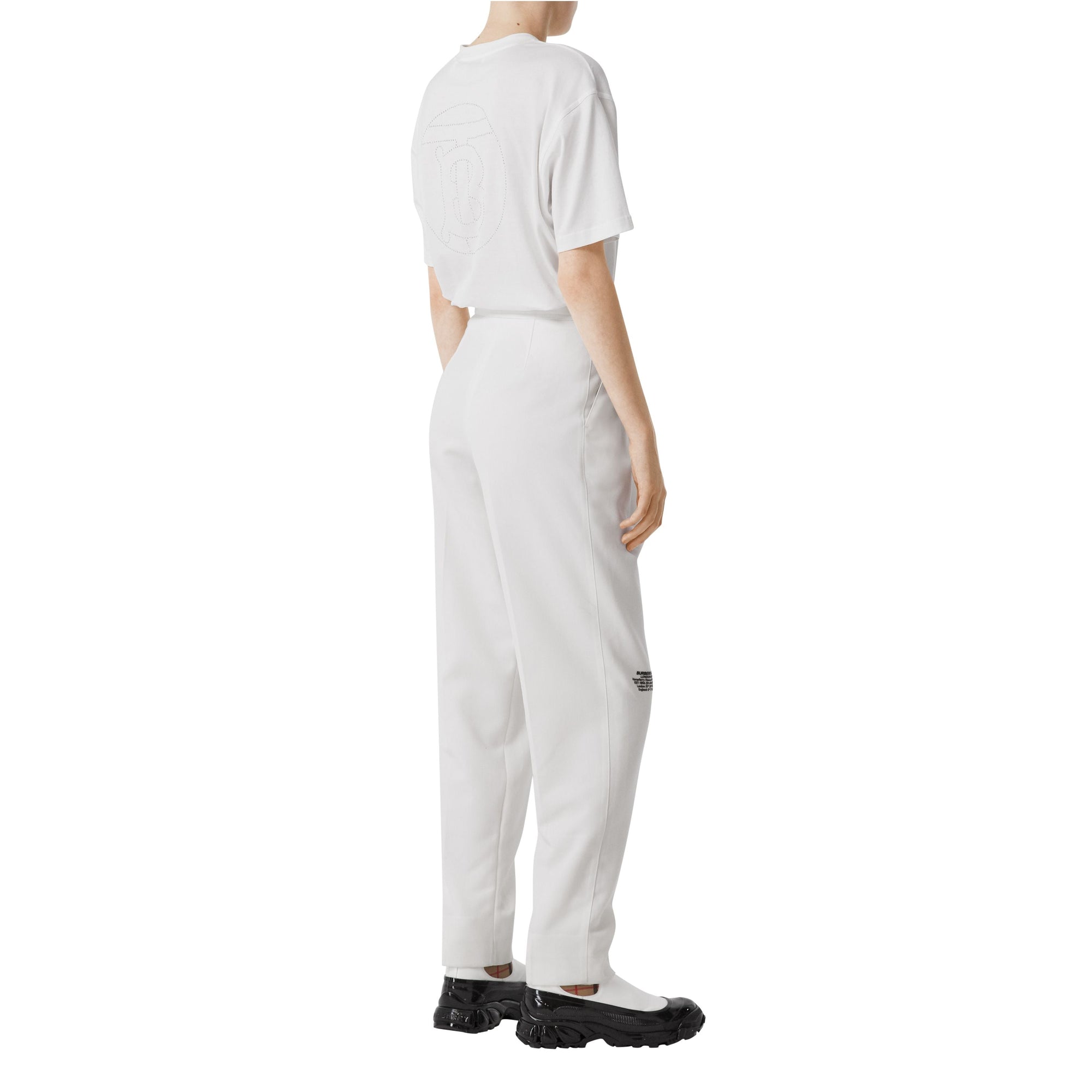 T-shirt oversize monogramme à cristaux - White