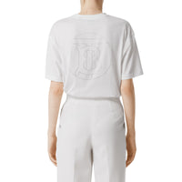 T-shirt oversize monogramme à cristaux - White