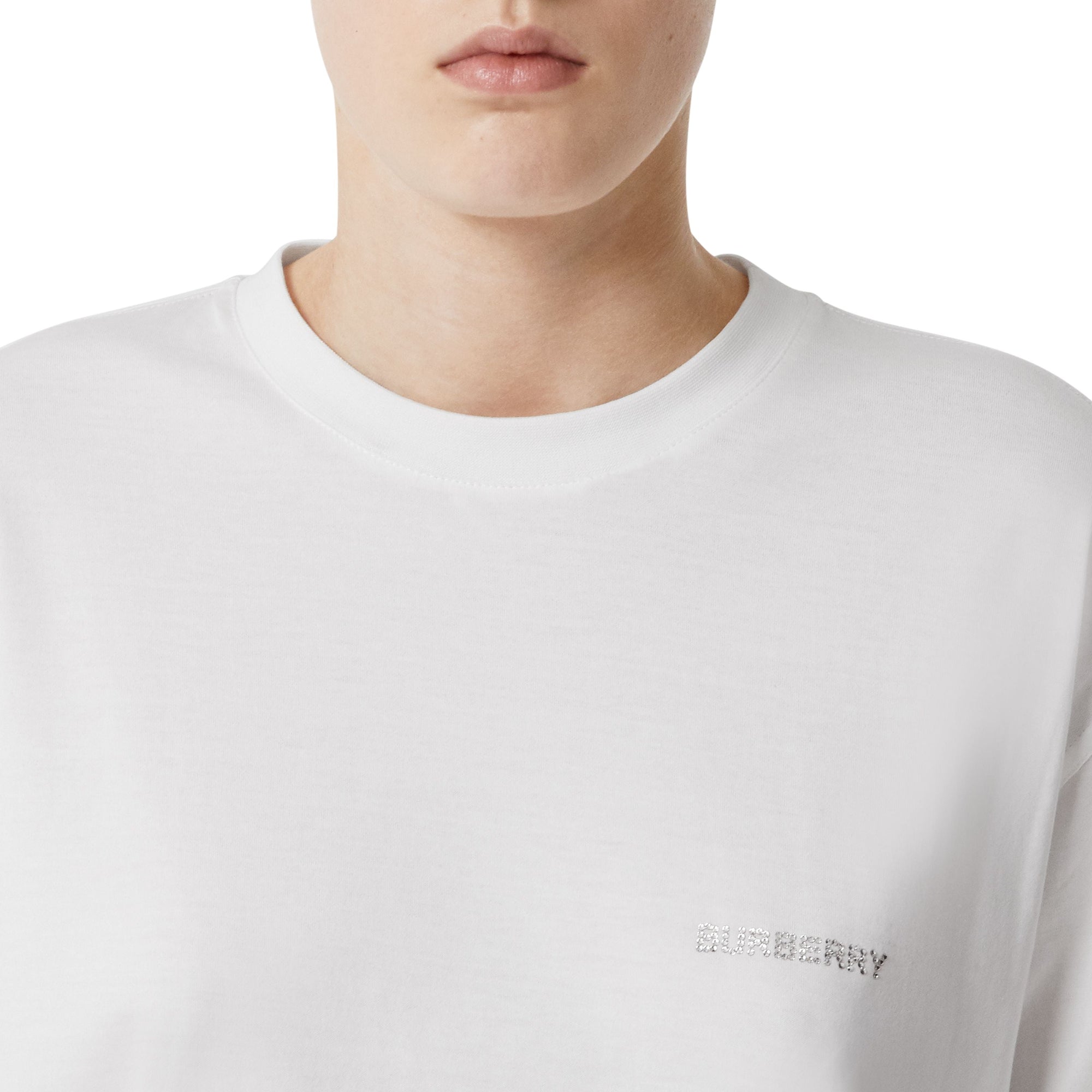 T-shirt oversize monogramme à cristaux - White