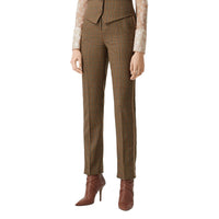 Pantalon de costume motif pied-depoules en laine - Fawn Check