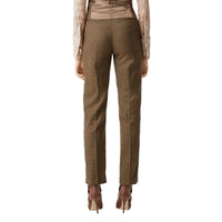 Pantalon de costume motif pied-depoules en laine - Fawn Check