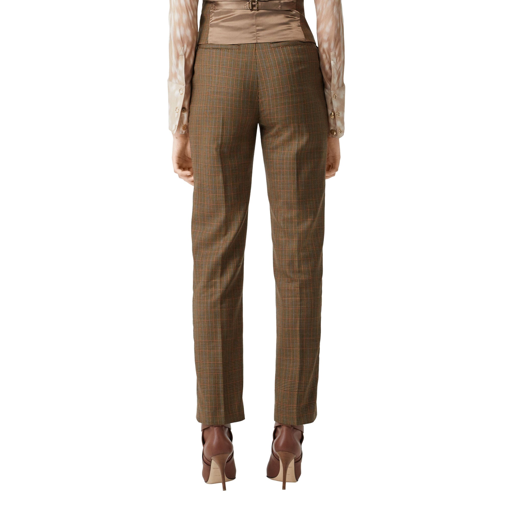 Pantalon de costume motif pied-depoules en laine - Fawn Check