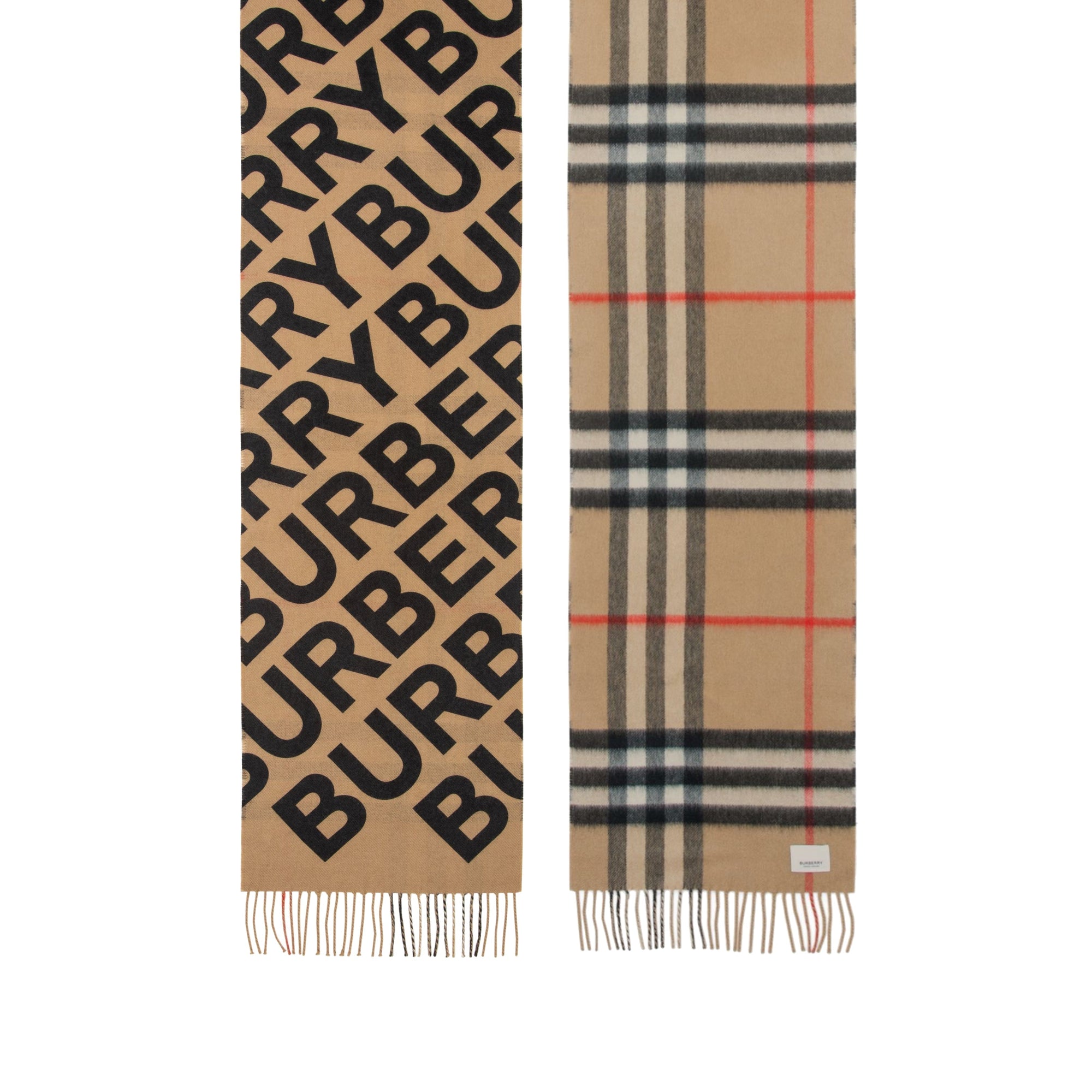 Écharpe en cachemire Check avec logo - Black