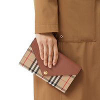 Portefeuille en cuir et à motif Vintage check - Tan